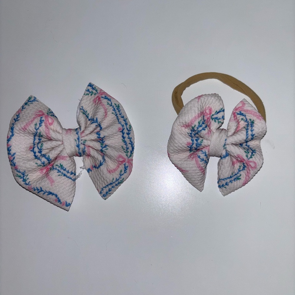 Floral Patterned Hair Bow Set for Kids